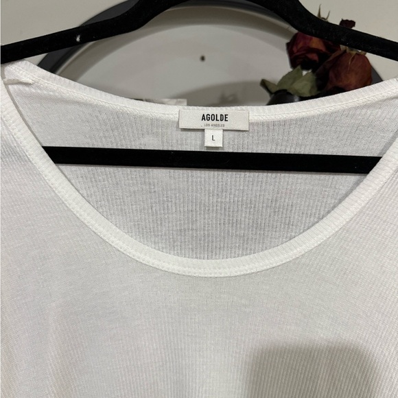 Agolde White Fitted Short Sleeve T-Shirt size large - Picture 4 of 7